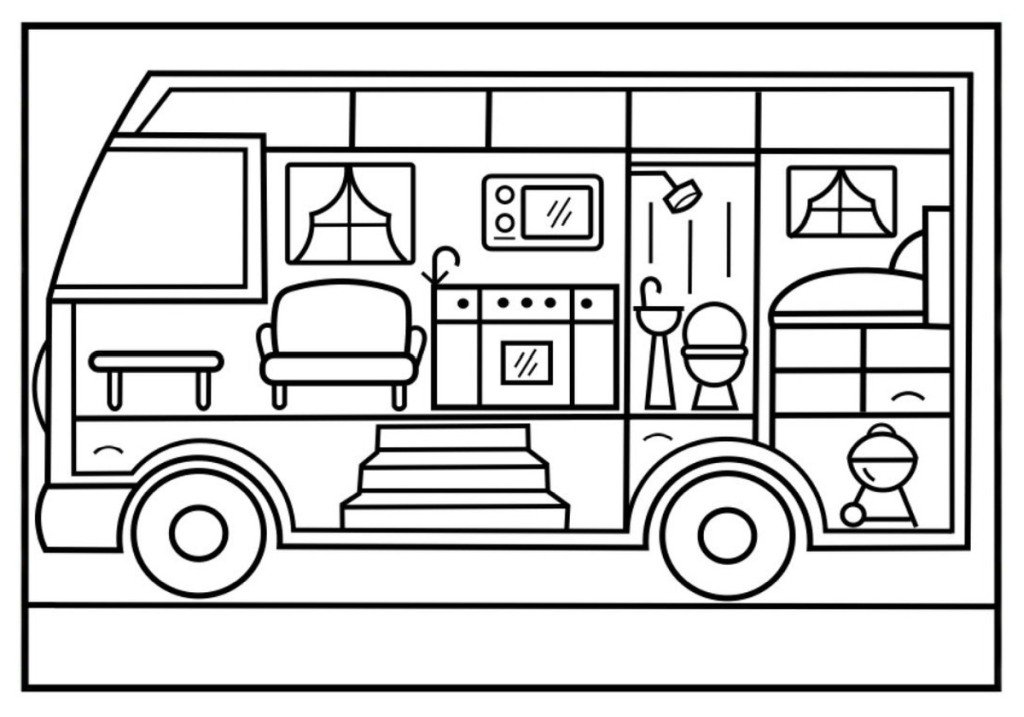 Barbie camper for coloring pages