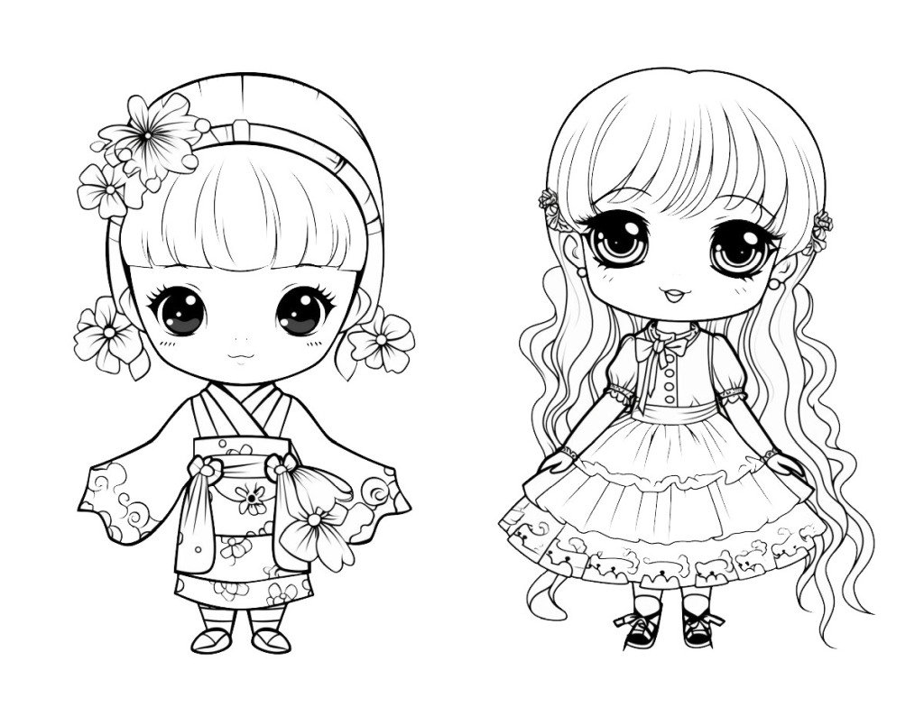 Cute doll for coloring