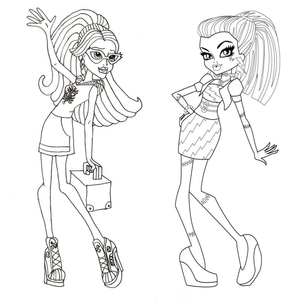 Monster High Characters And Pets Coloring Pages