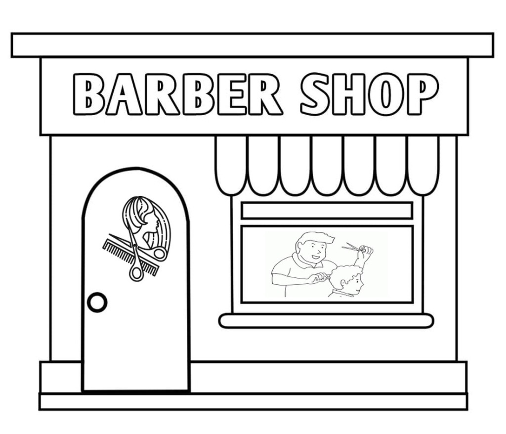 Barber shop coloring pages
