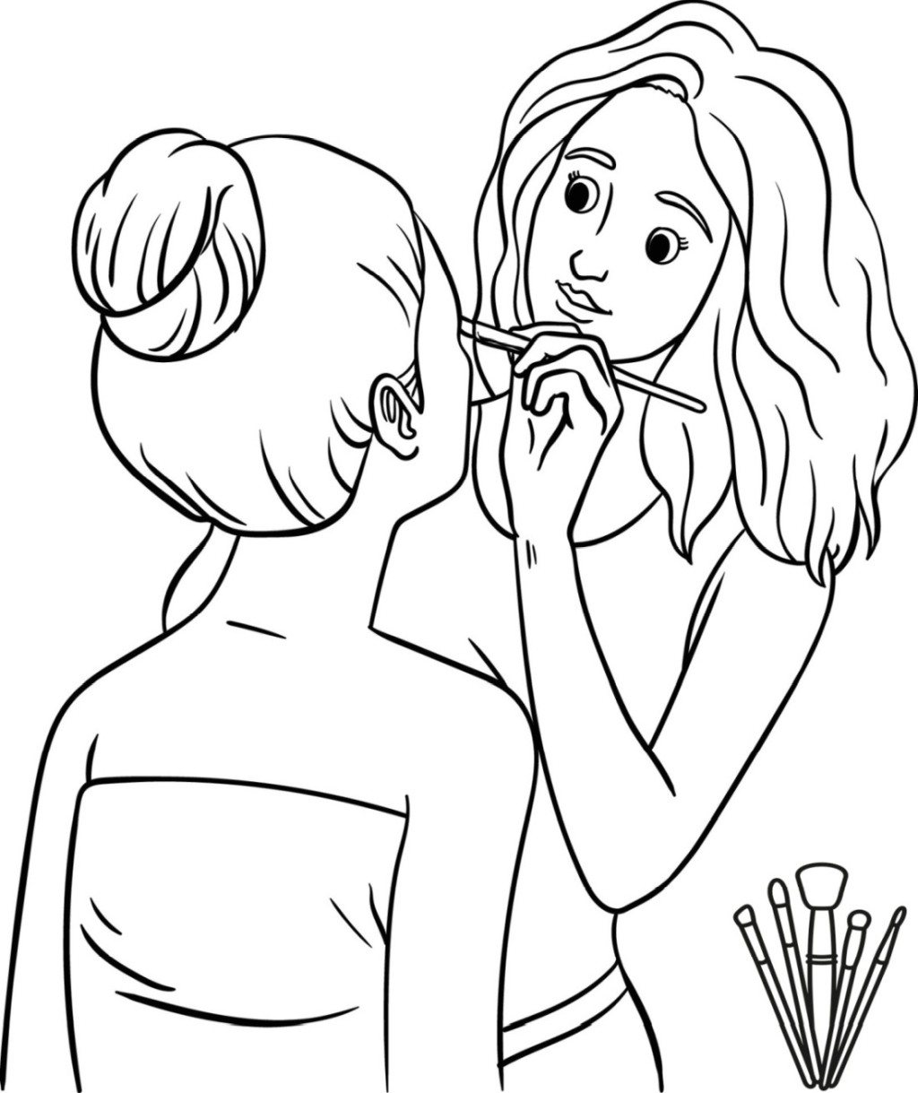 face coloring pages for makeup