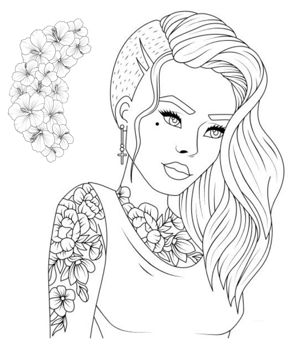 Tattoo girl for coloring