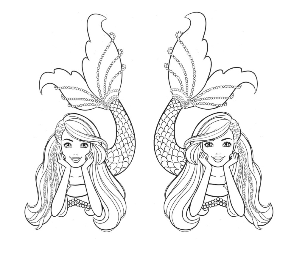 2 mermaids for coloring