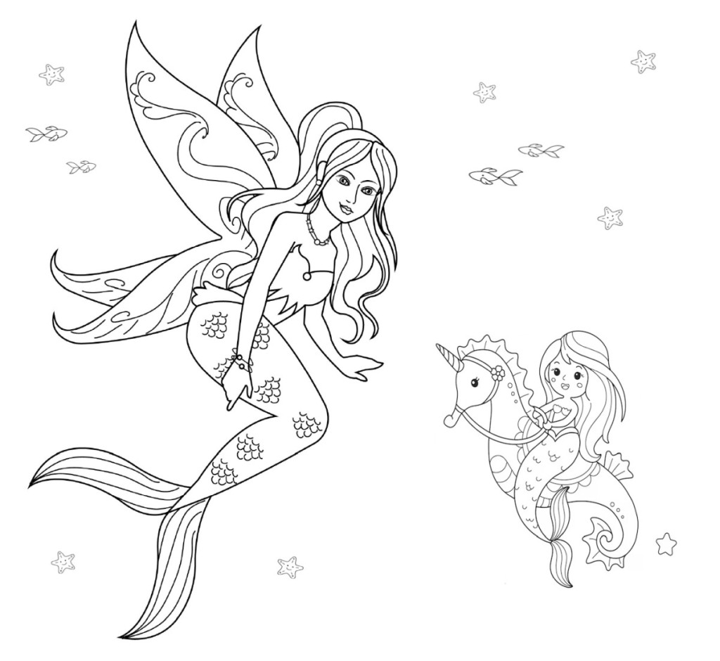 Fairy mermaid for coloring