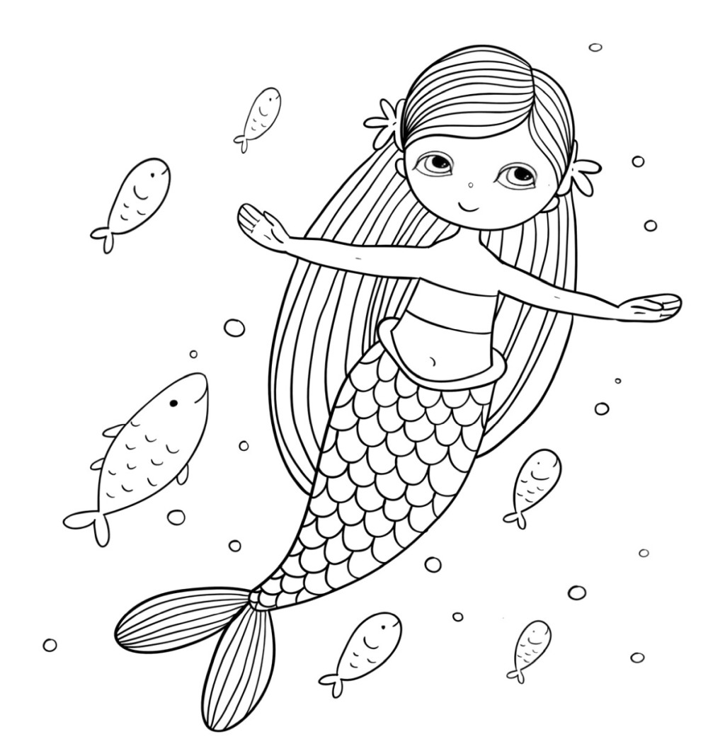 Fish mermaid for coloring