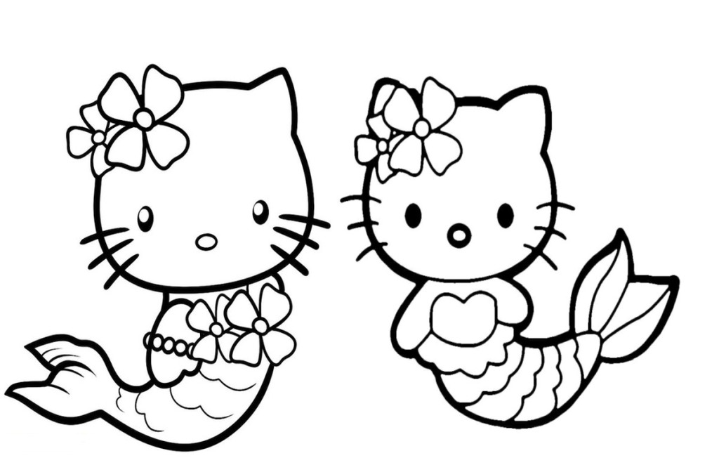 Hello Kitty mermaid for coloring