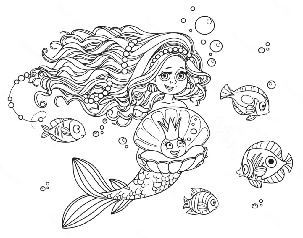 Ocean mermaid for coloring