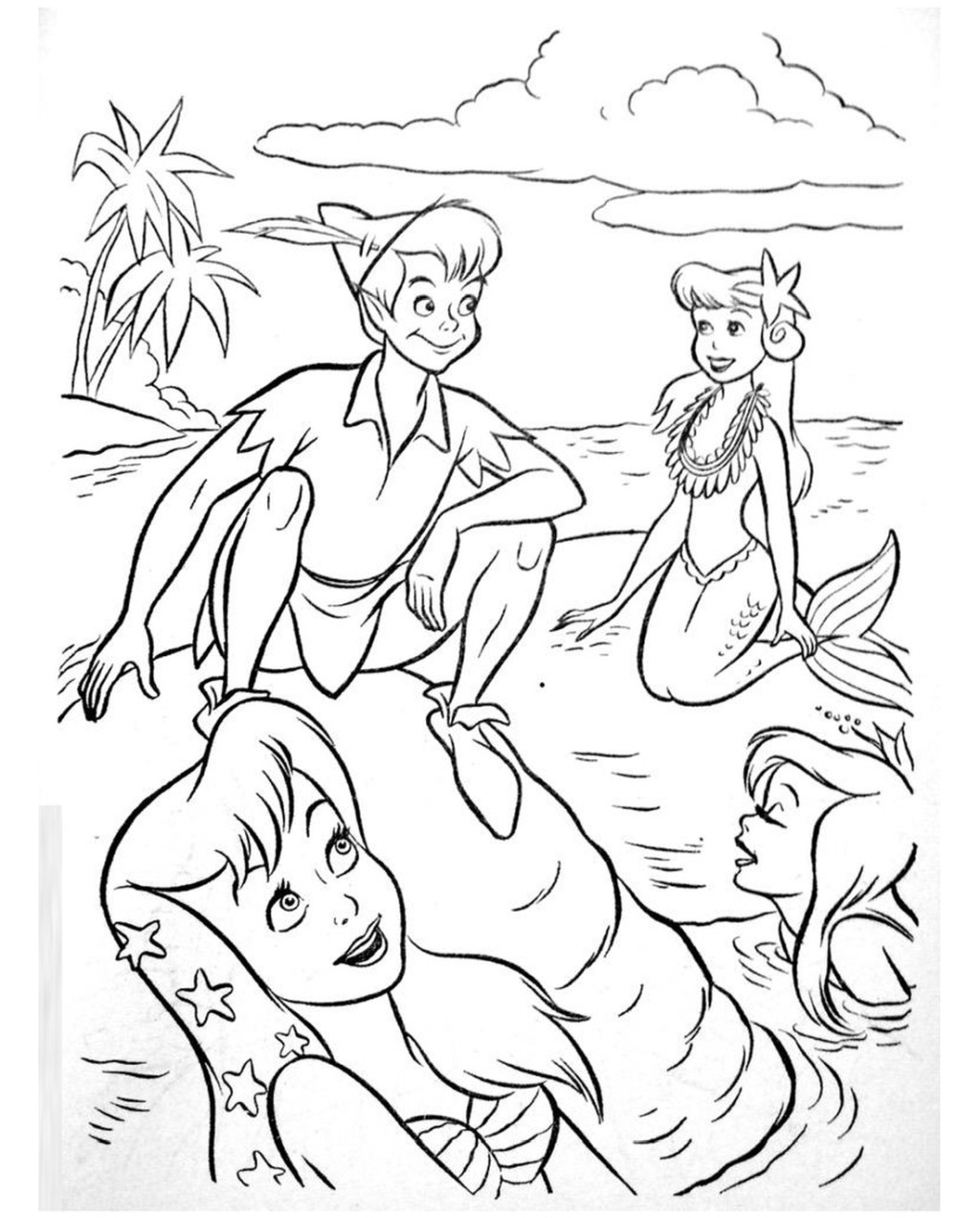 Peter Pan mermaid coloring pages