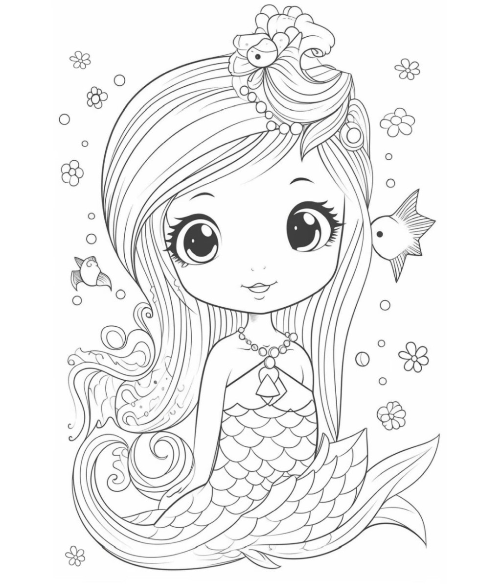 Pretty mermaid coloring sheet