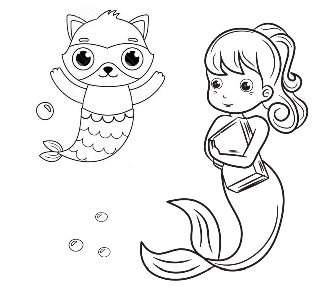 Simple mermaid for coloring