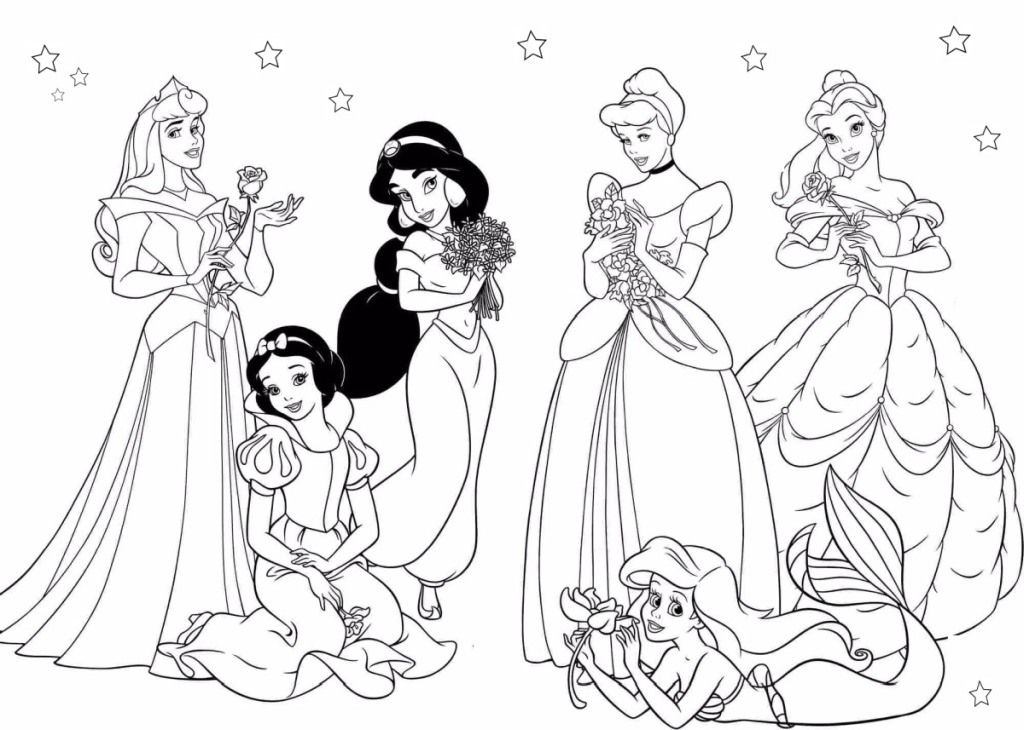6 princesses coloring