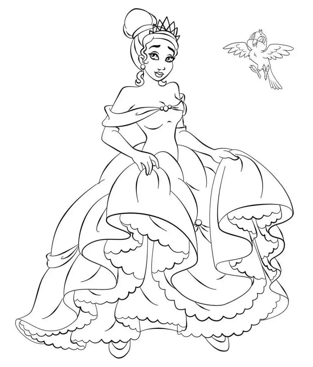 Tiana princess coloring