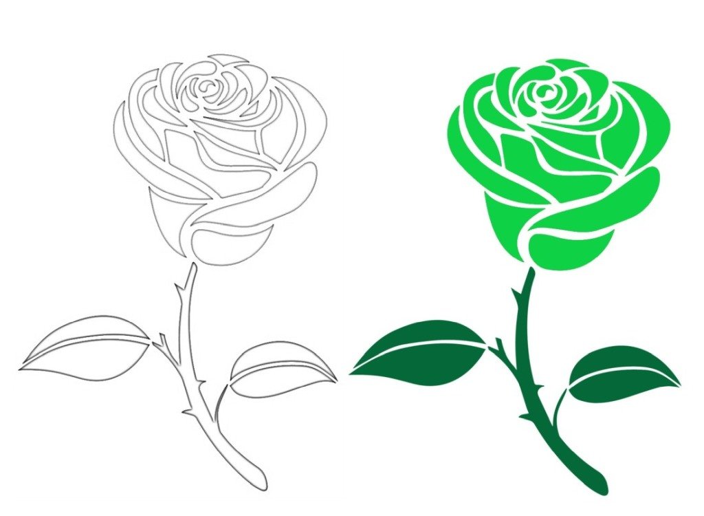 Green rose coloring page