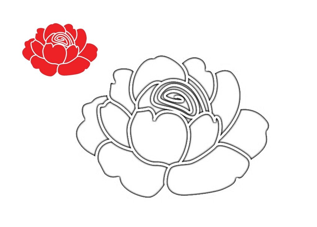 Red rose for coloring easy