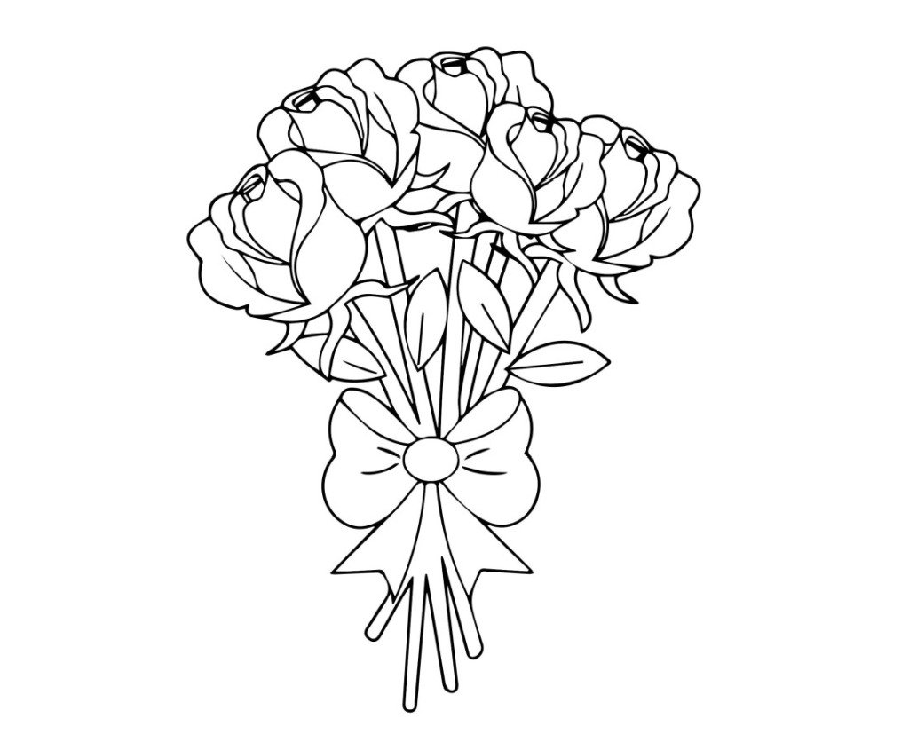 Rose bouquet coloring for kids