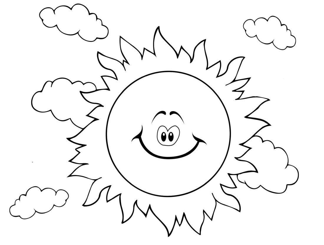 Sun in clouds for coloring