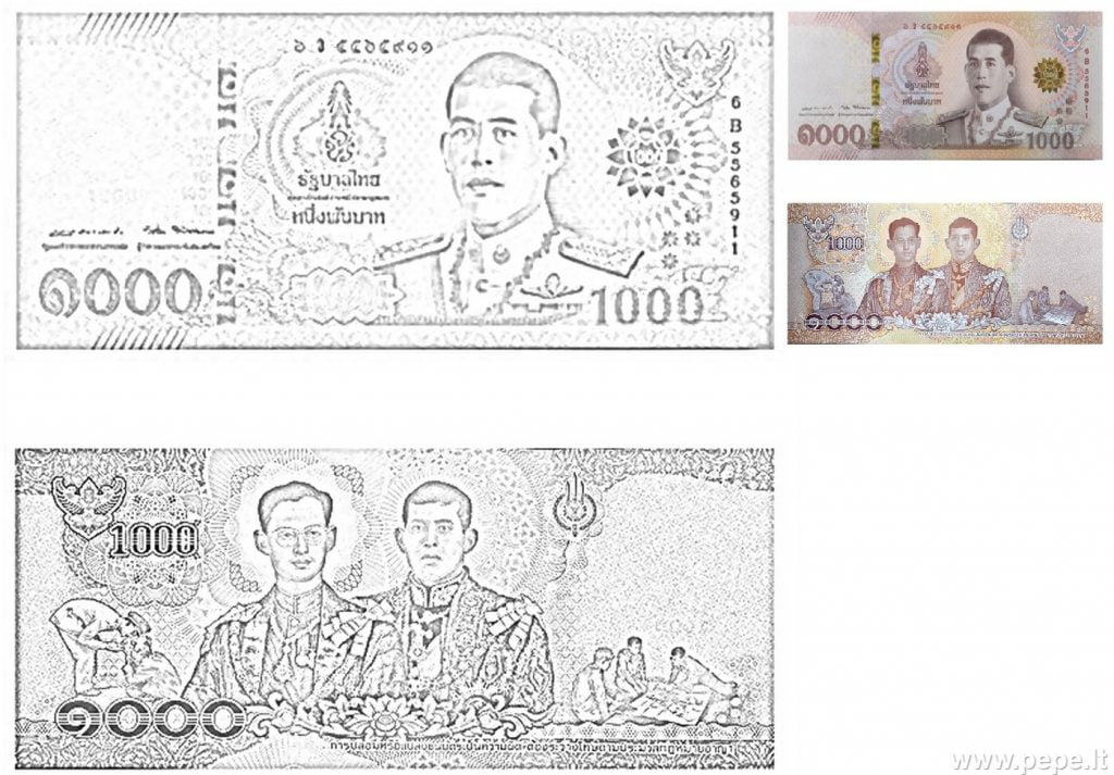 1000 baht Thái để tô màu