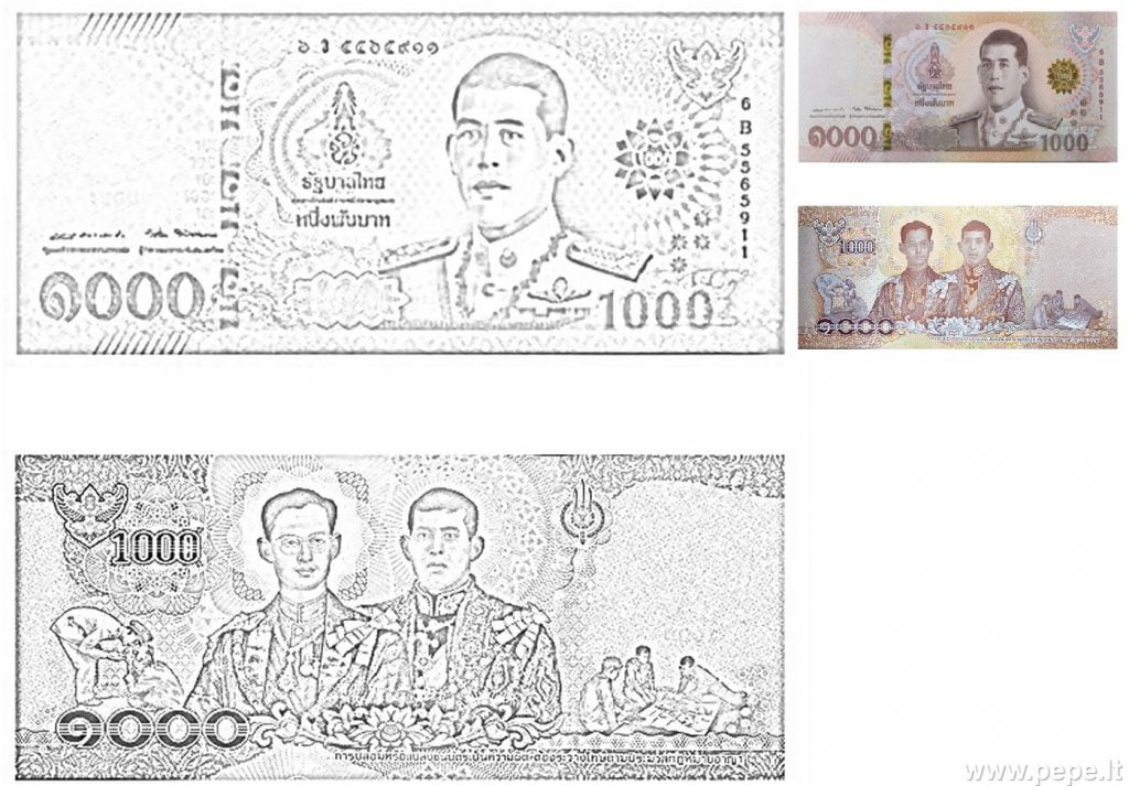 1000 baht tailandês para colorir