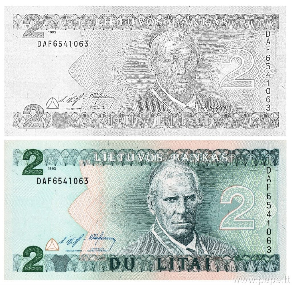 Las litas de dinero lituano están coloreadas