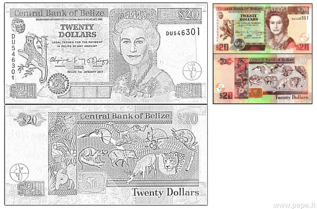 20 Belize Dollars kasama si Queen.