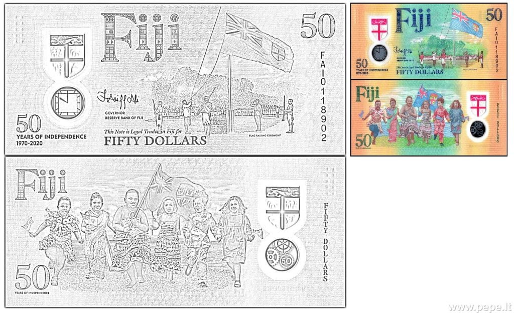 50 fidžijskih dolarjev pobarvanka