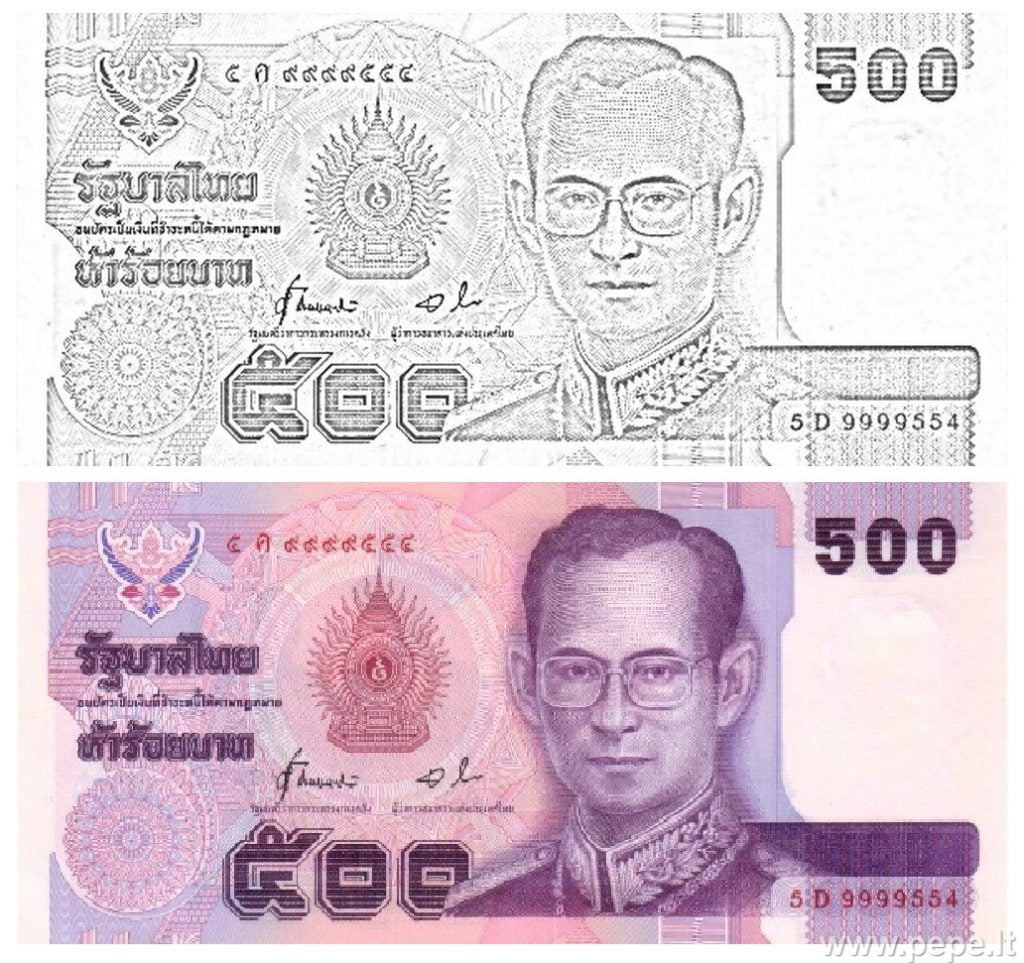 500 taílensk baht fyrir litun