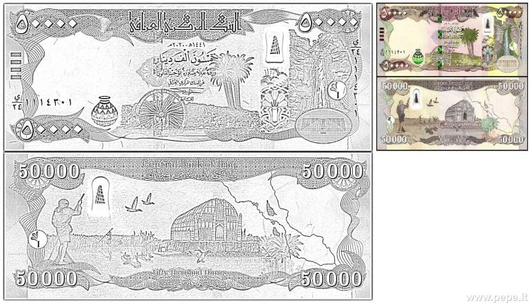 50000 dinari iracheni da colorare