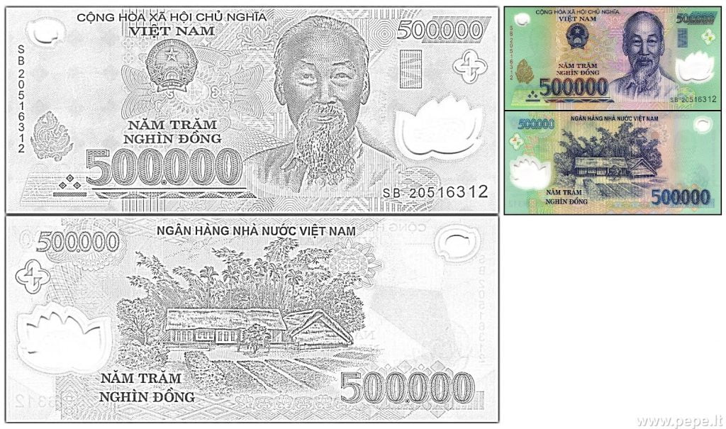 500000 Vietnamo dongų spalvinti