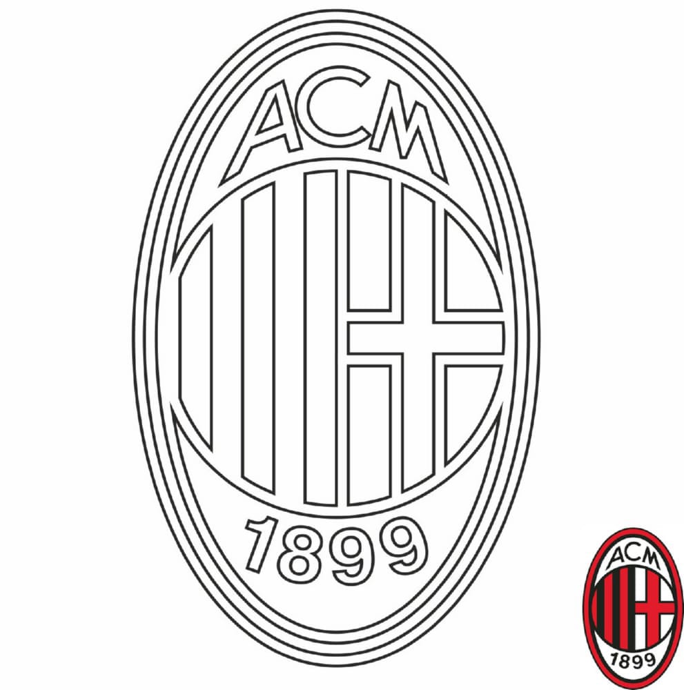 AC Milan futbola komandas nozīmītes krāsojamās lapas.