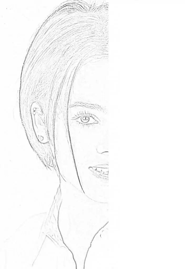 Alizee portreto paišymas, pusė veido