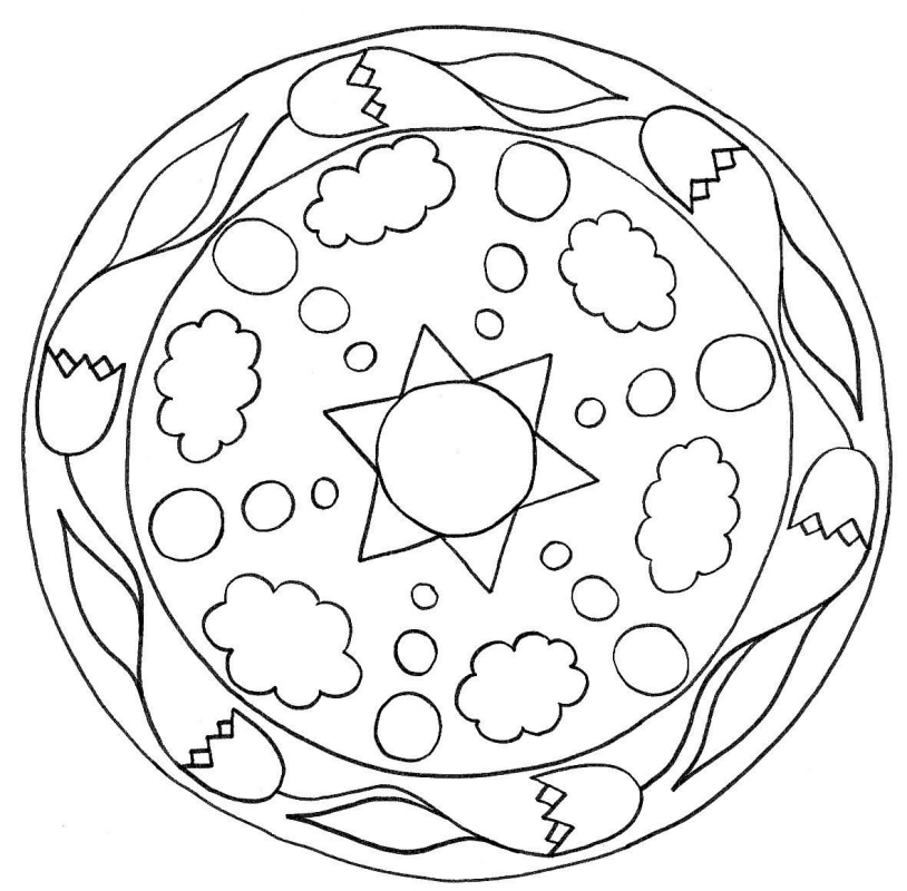 okrogla mandala pobarvanka