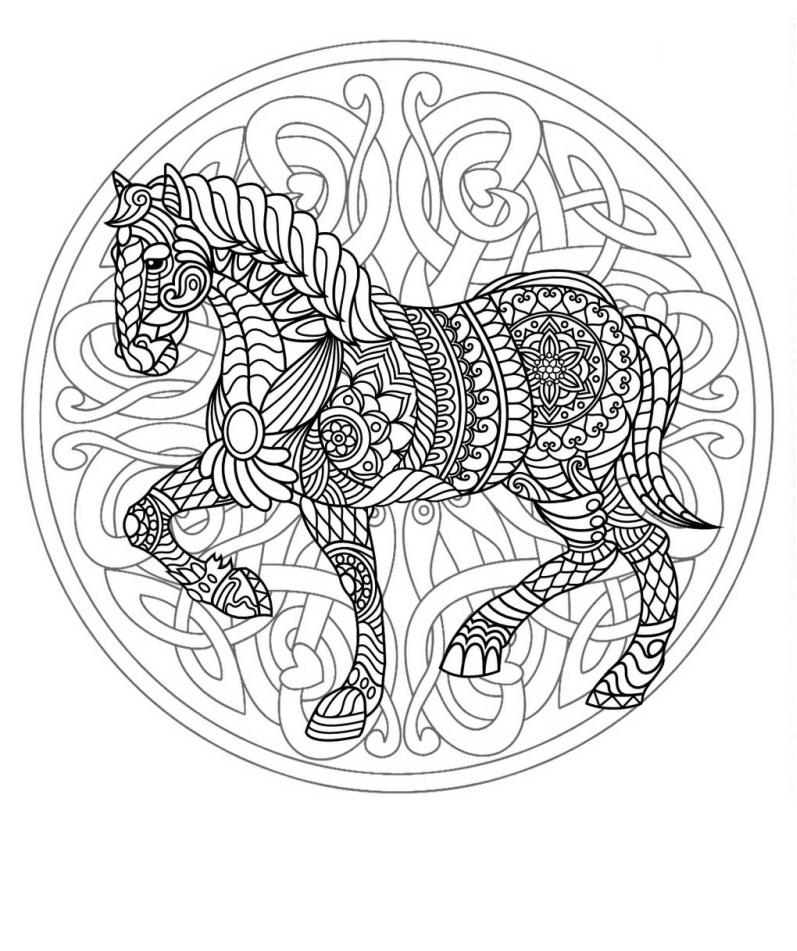 mandala de caballo para colorear