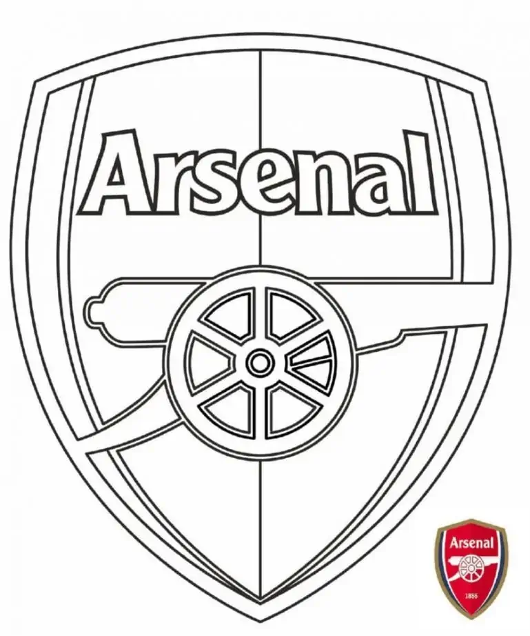 Londono Arsenalo FC patranka herbas piešinys spalvinti