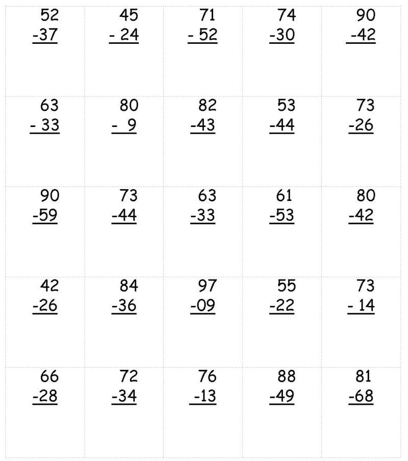 Problèmes de soustraction de colonnes, mathématiques pour les élèves de troisième à quatrième.