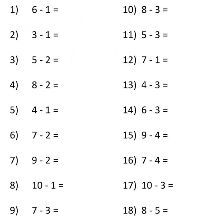 Soustraction des nombres 1-2. mathématiques pour les premières années
