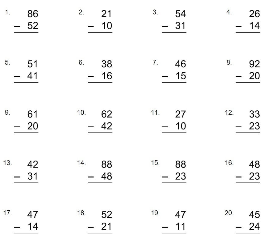 Math subtraktion problemer for femte klasse.