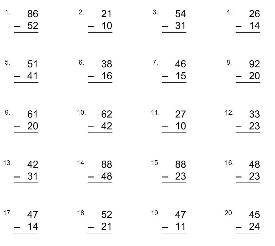 Matematiikan vähennystehtävät viidesluokkalaisille.