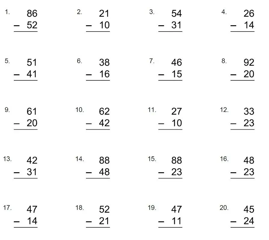 Beshinchi sinf o'quvchilari uchun matematikadan ayirish masalalari.