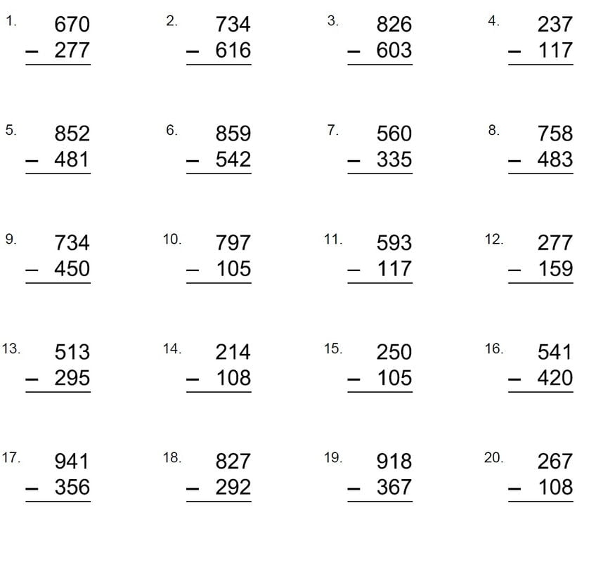 Altıncı sınıflar için matematik çıkarma problemi.