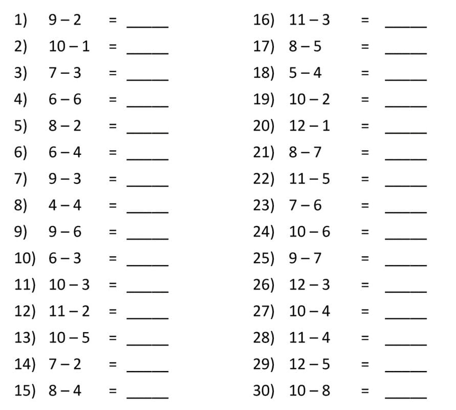 Subtraction para sa unang graders.