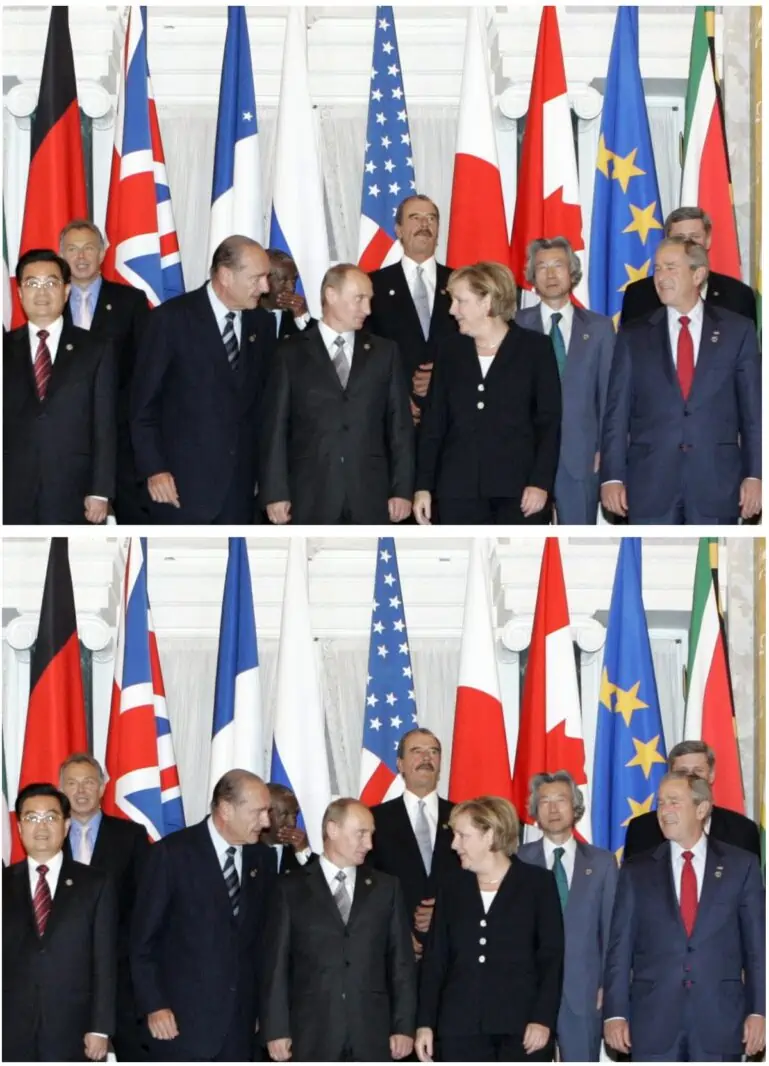 G8 회의. 11개의 차이점을 찾으십시오.