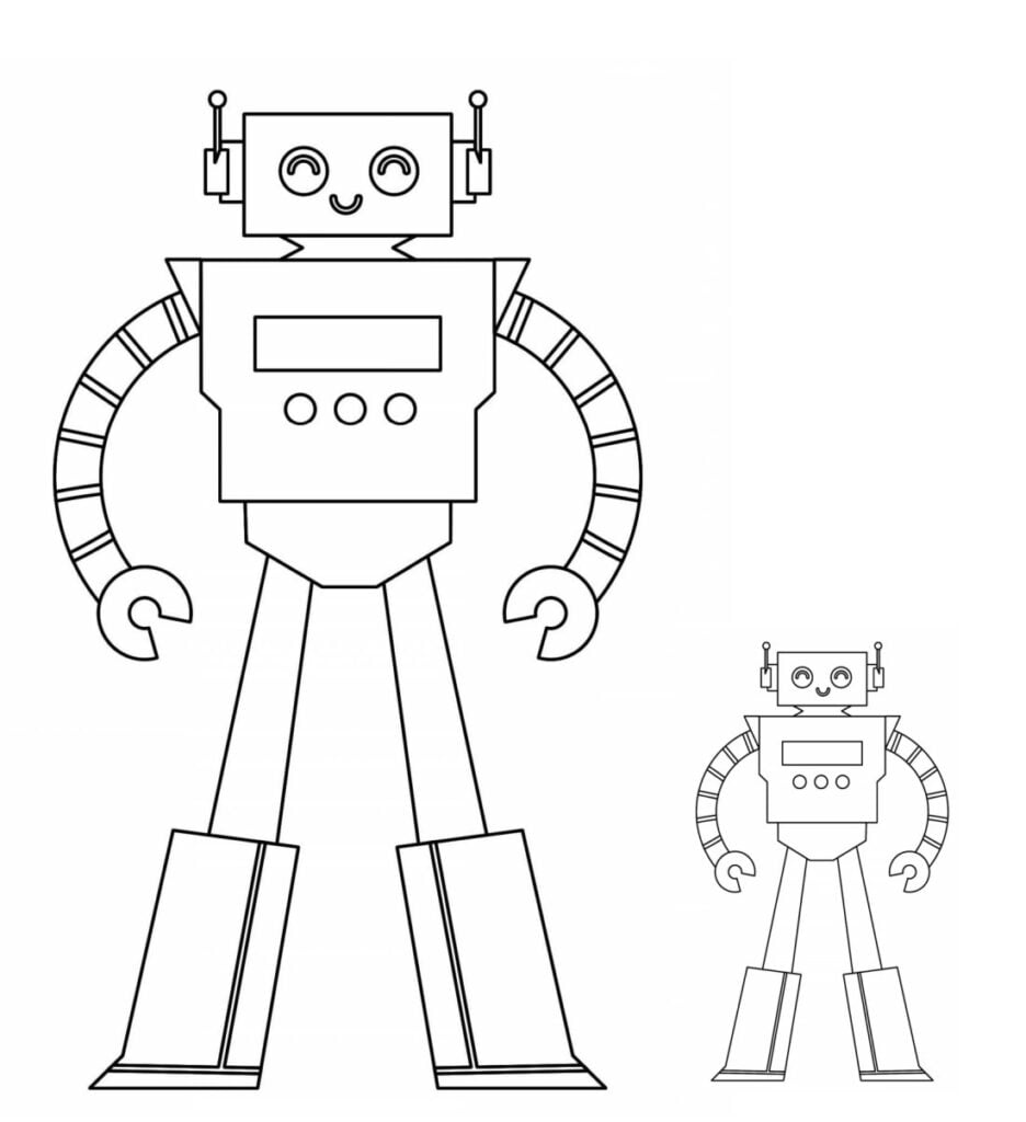 Twee robots kleurplaten