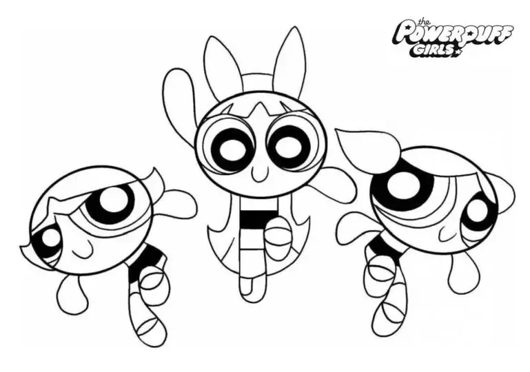 Dessin avec 3 Powerpuff Girls coloriages