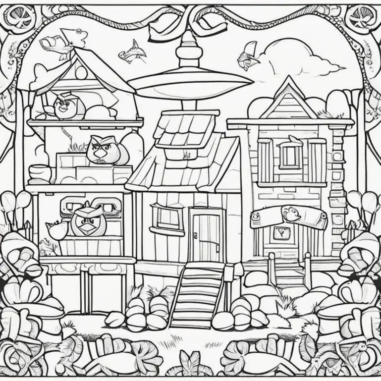 angry birds house для розмальовки