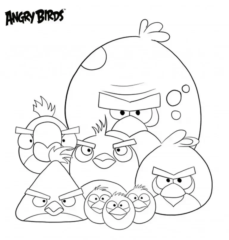 Розмальовка сім'ї angry birds