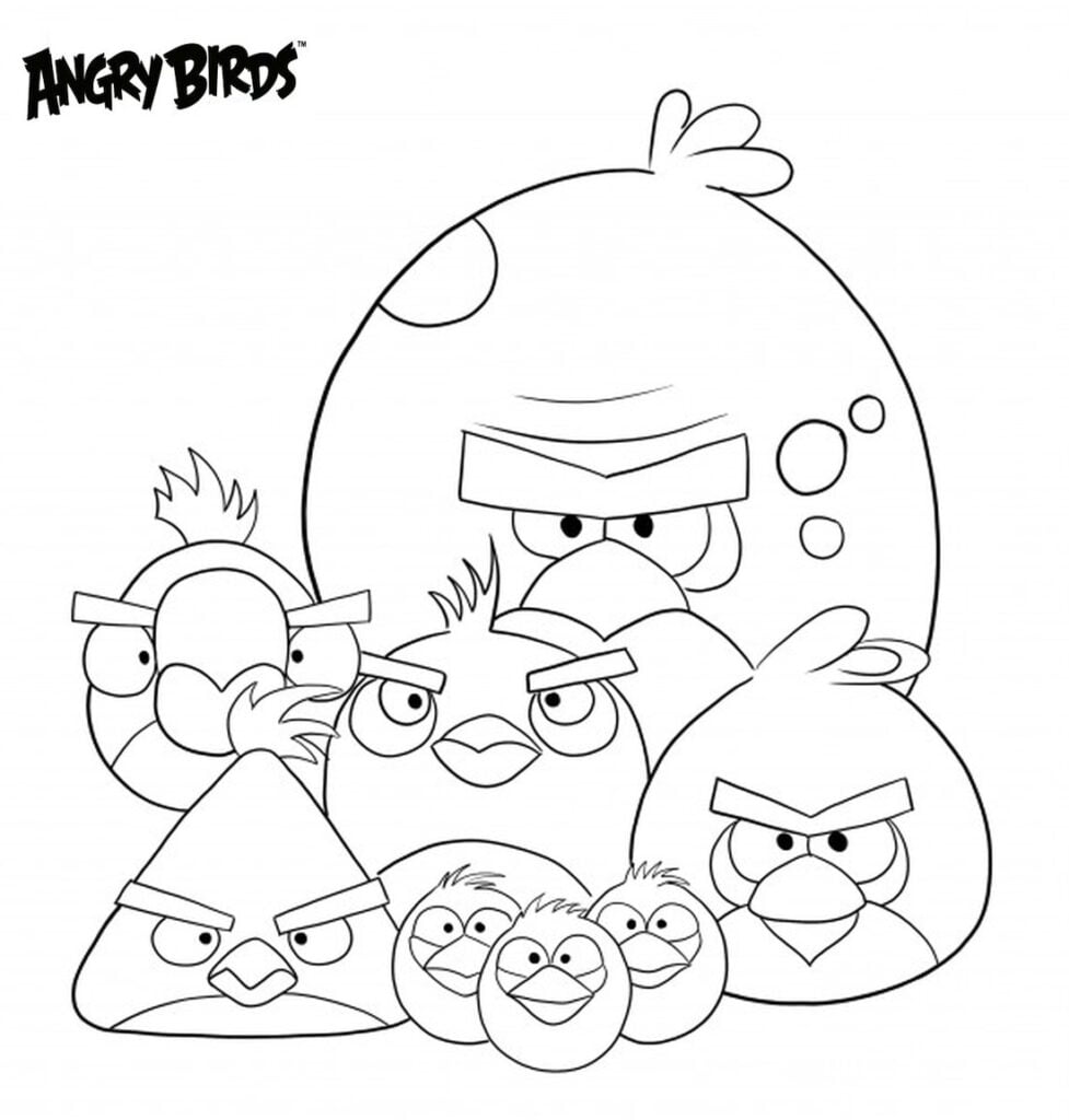 angry birds familj målarbok