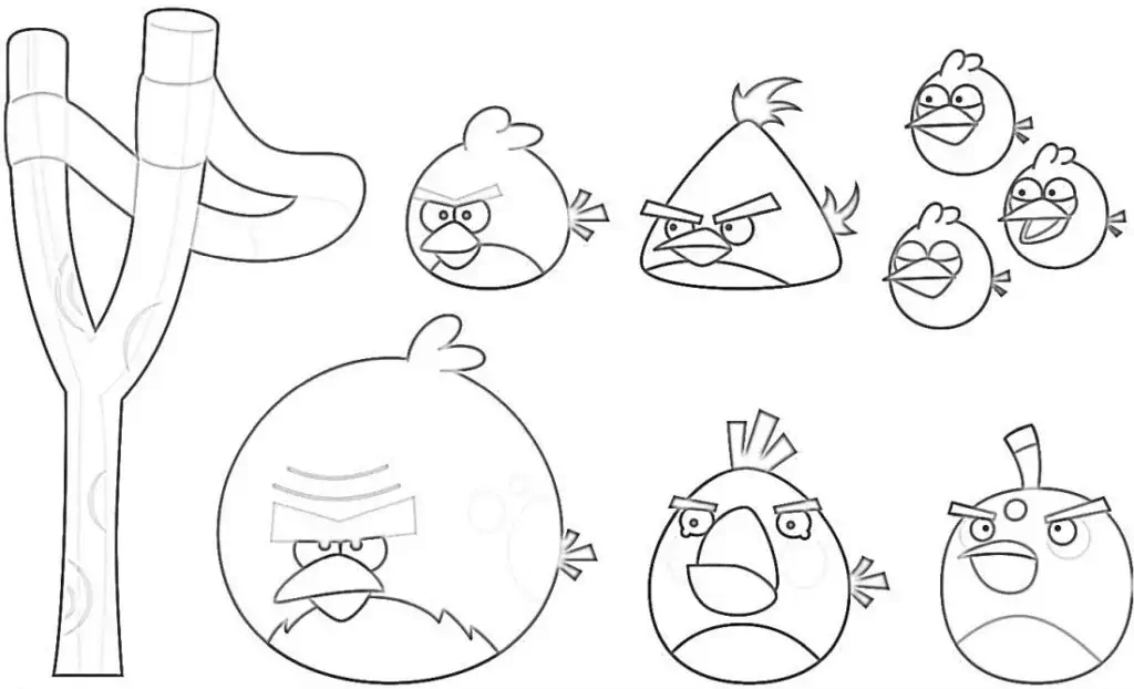 8 angry birds tegninger til farvelægning
