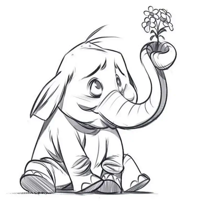 dibujos a lápiz para colorear - un elefante