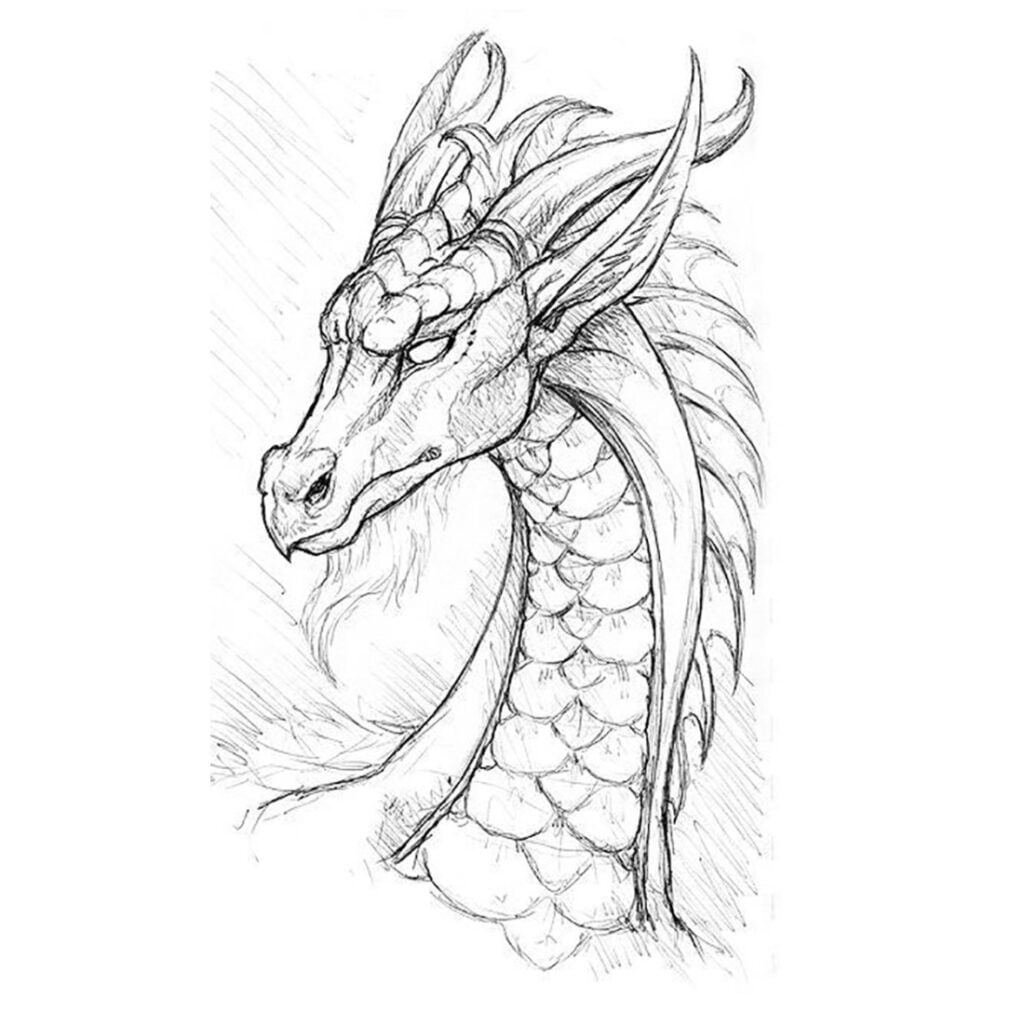 kresby ceruzkou omaľovánky - drak