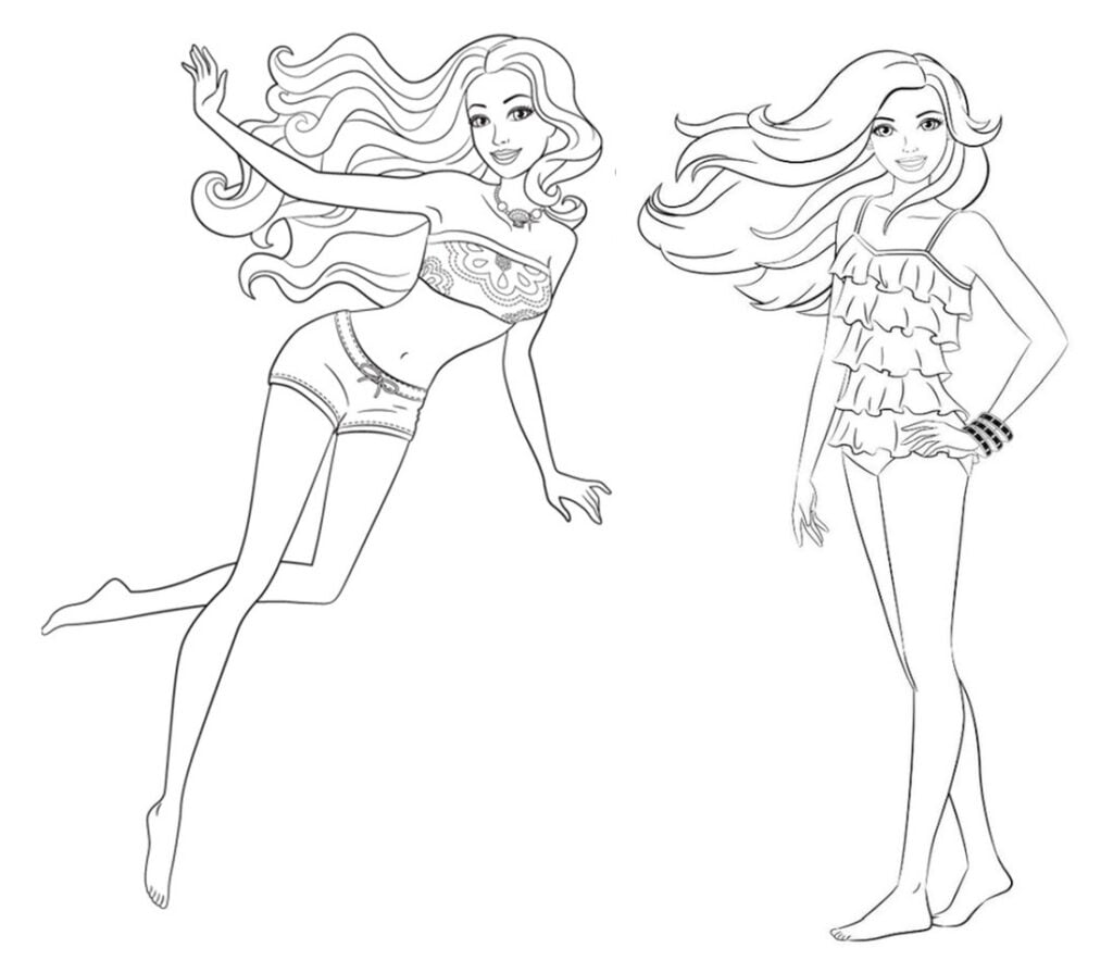 Deux Barbies coloriages